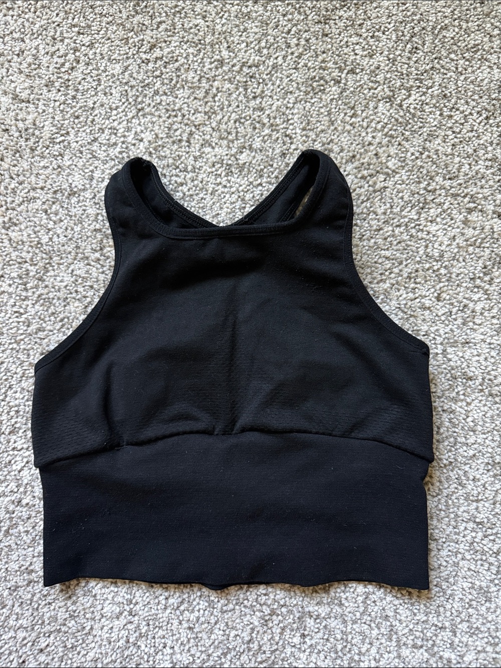 Black Cropped Racerback sports bra